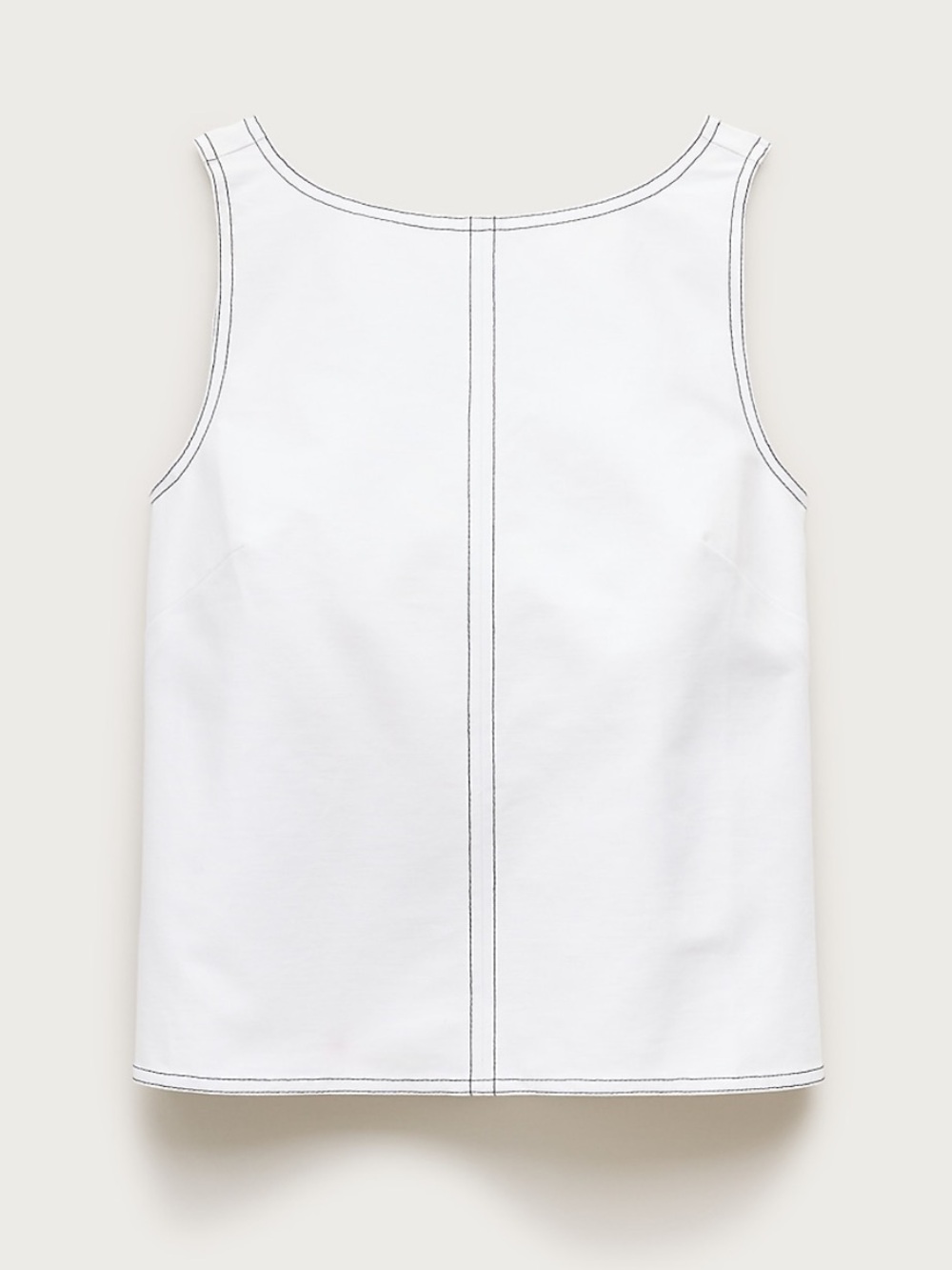 Greylin White Top with Black Contrast Stitch sleeveless tencel cotton